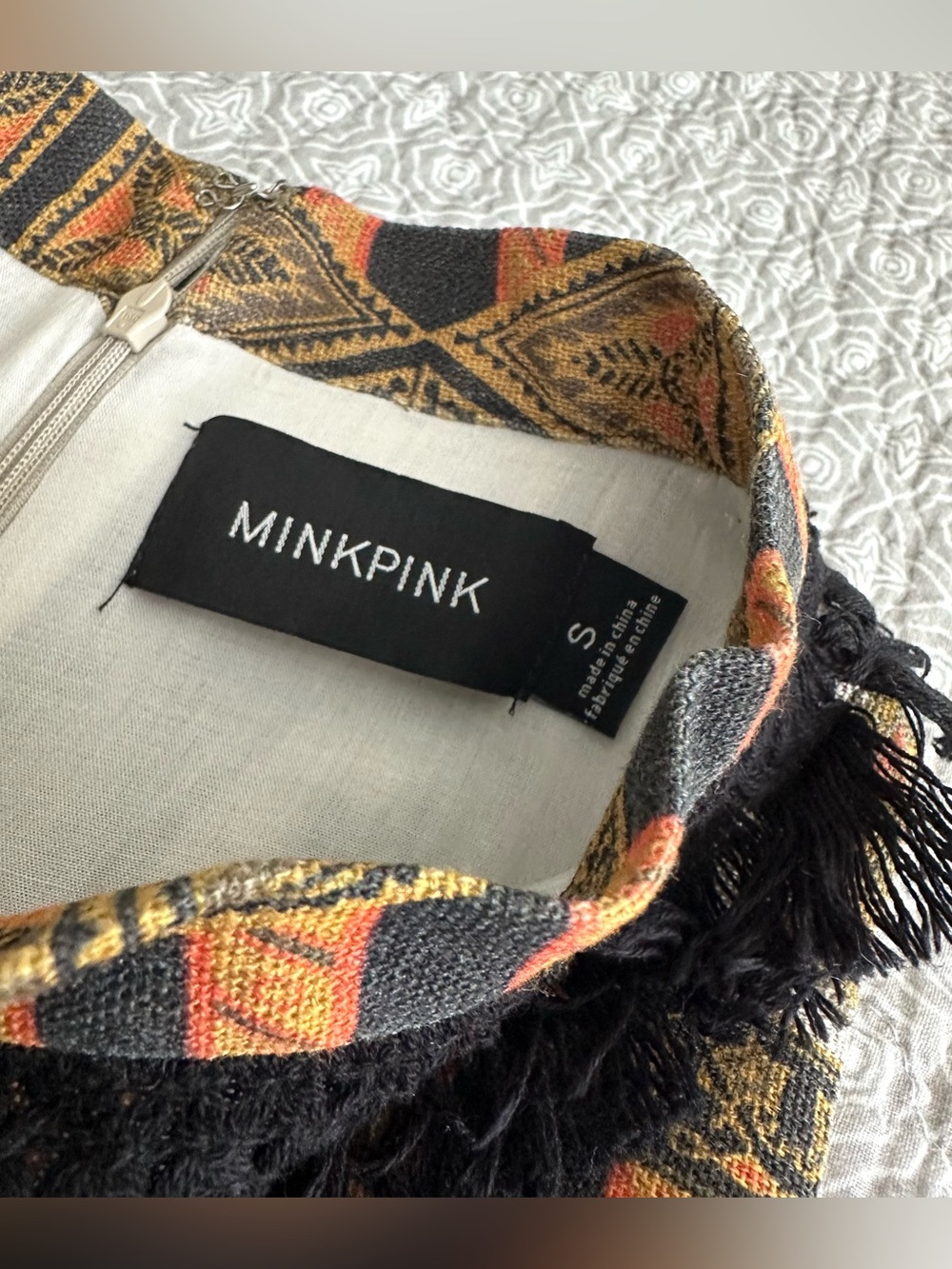 MINKPINK Paisley Pattern Fringe Romper Sleeveless Geometric Boho Revolve Size S - Picture 6 of 16